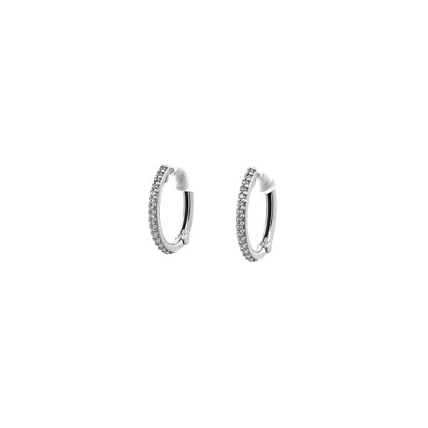 Round Earrings with White Gold Zircons