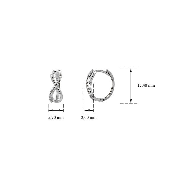 White Gold Infinity Earrings with Zirconias