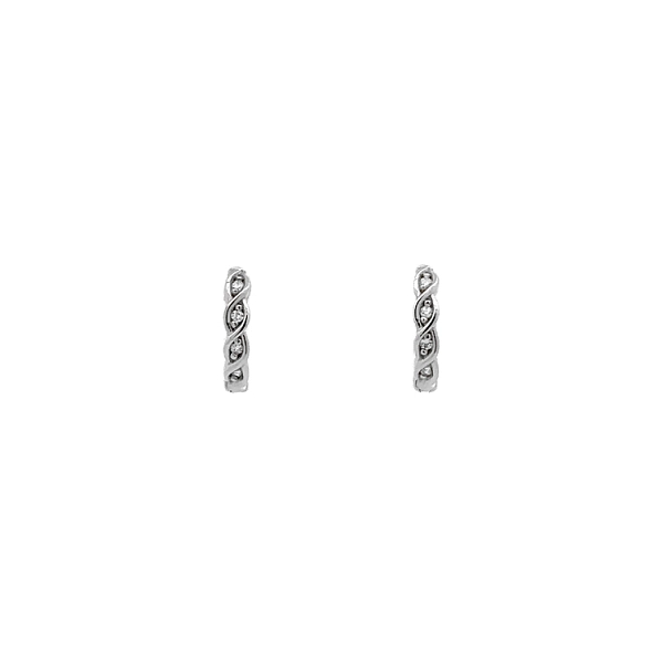 Round Earrings with White Gold Zircons