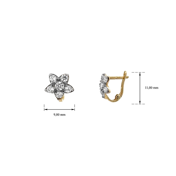 Gold Earrings with Zircons