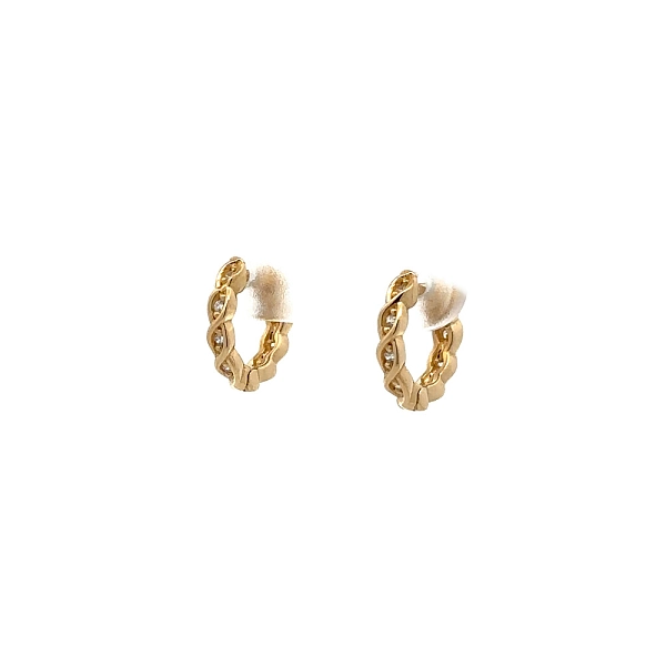 Gold Circular Earrings with Zircons