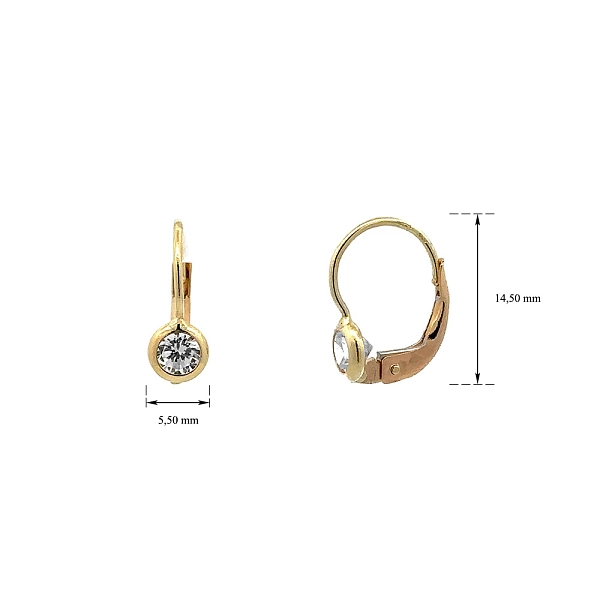 Gold Earrings with Zircons