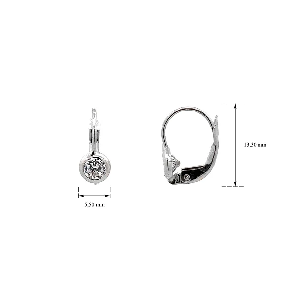 Earrings with White Gold Zircons