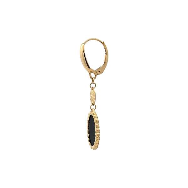 Luxury Gold Earrings with Oval Black Stone and Delicate Details
