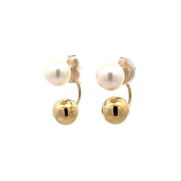 Gold Earrings Beads with Pearl