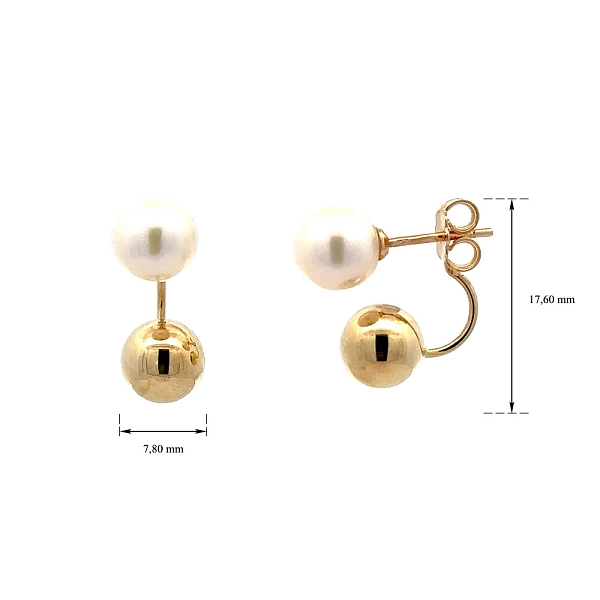Gold Earrings Beads with Pearl