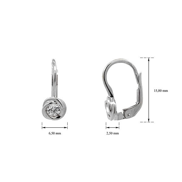 Earrings with White Gold Zircons