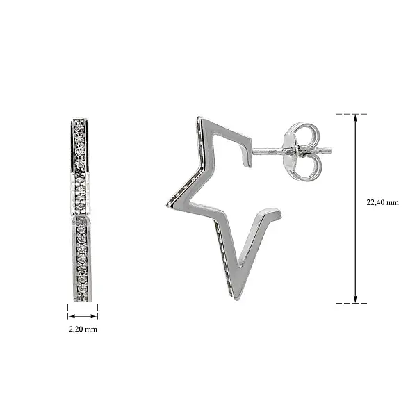 Náušnice se Zirkony z Bílého Zlata