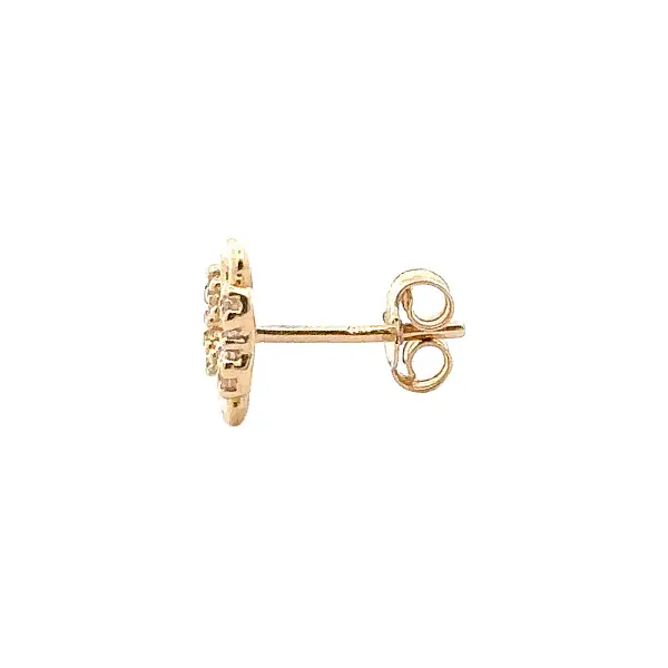 Zlaté Peckové Náušnice Čtyřlístek se Zirkony