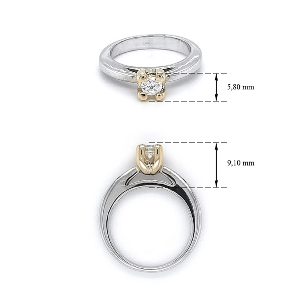 Engagement Ring with Zircon made of Combined Gold