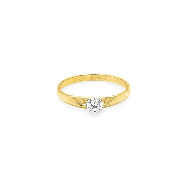 Gold Engagement Ring with Zircon