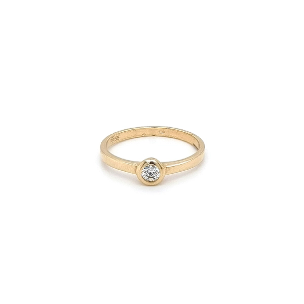 Gold Engagement Ring with Zircon