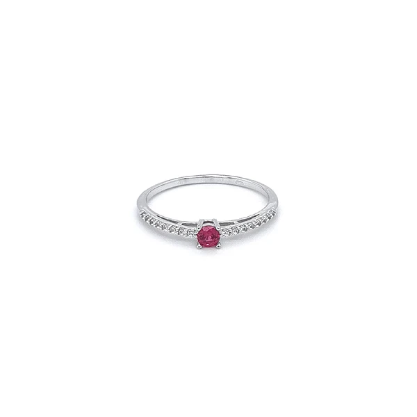 Ring with Red Stone in White Gold