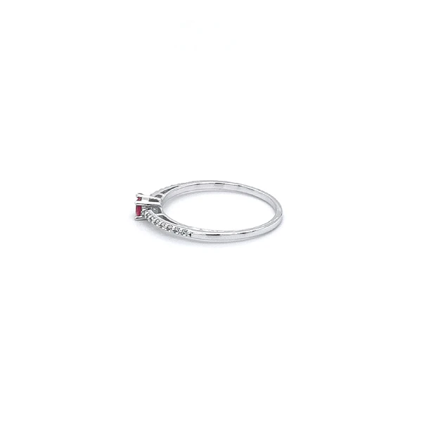 Ring with Red Stone in White Gold