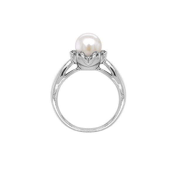 Gold Ring with Pearl and Zircones