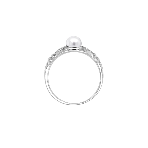 Gold Ring with Pearl and Zircones