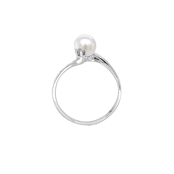 Gold Ring with Pearl and Zircones