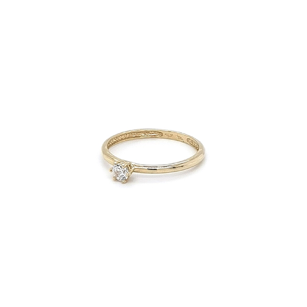 Gold Engagement Ring with Zircon