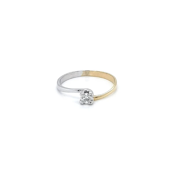 Gold Engagement Ring with Zircon