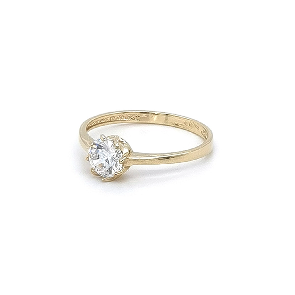 Gold Engagement Ring with Zircon