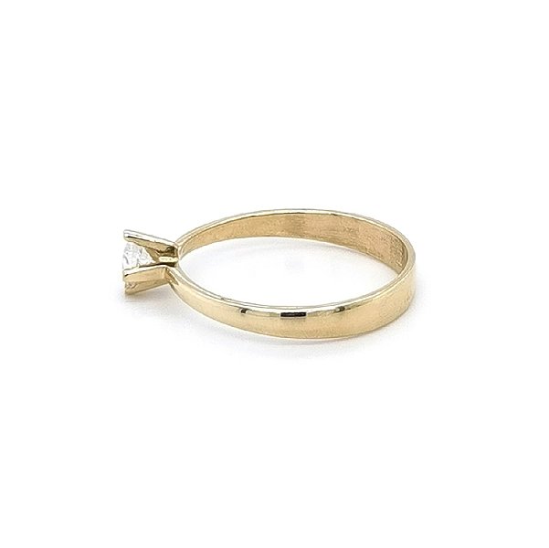 Gold Engagement Ring with Zircon