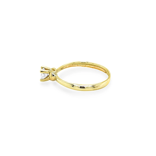 Gold Engagement Ring with Zircon