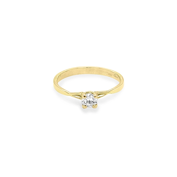 Gold Engagement Ring with Zircon
