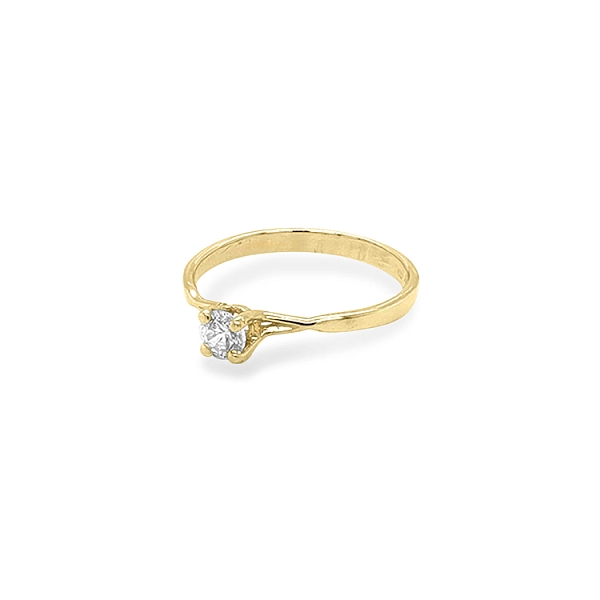 Gold Engagement Ring with Zircon