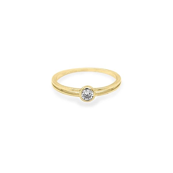 Gold Engagement Ring with Zircon