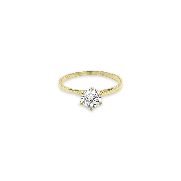 Gold engagement ring with cubic zirconia