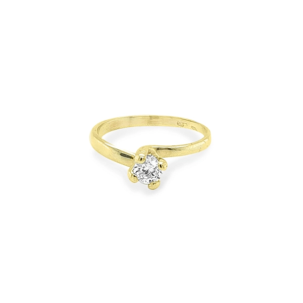 Gold Engagement Ring with Zircon
