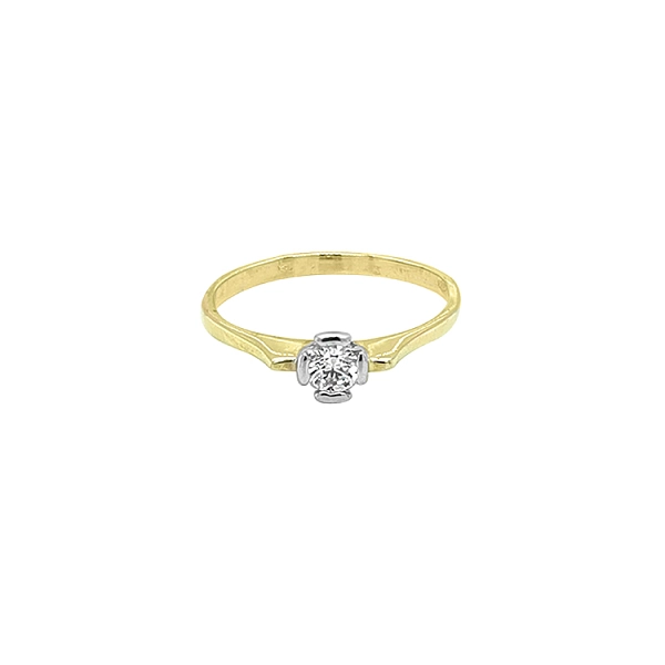 Gold Engagement Ring with Zircon