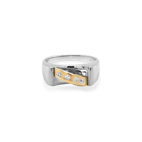 Gold Ring with Zircons