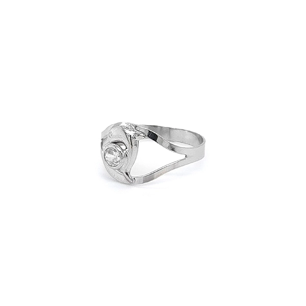 Dolphin Ring with White Gold Zircon