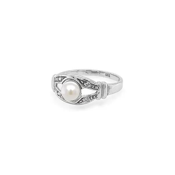 Zlatý Prsten s Perlou a Zirkony