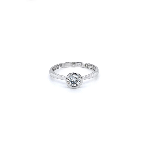 Engagement Ring with White Gold Zircon
