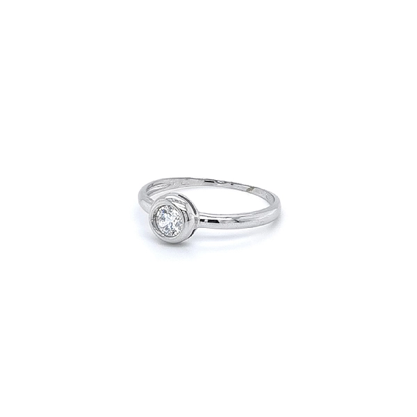 Engagement Ring with White Gold Zircon