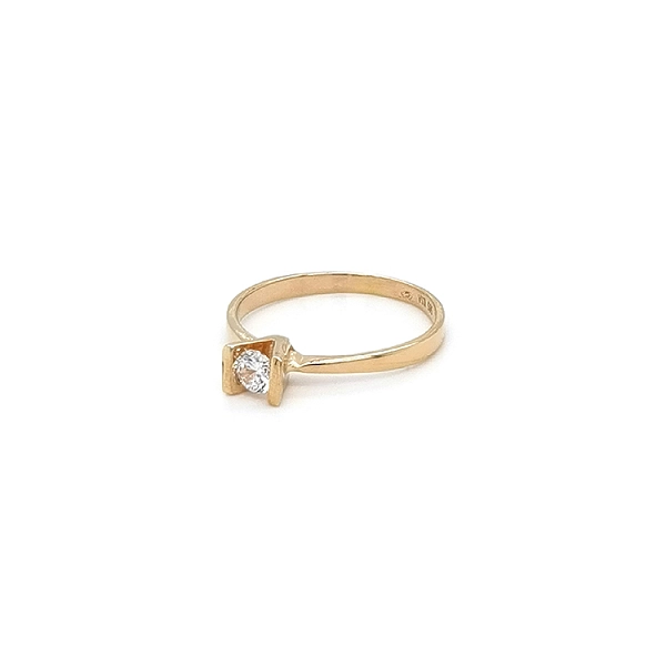 Gold Engagement Ring with Ziron