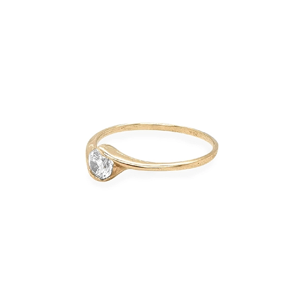 Gold Engagement Ring with Zircon