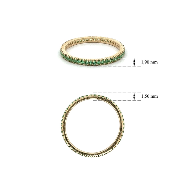 Gold Eternity Ring with Green Stones