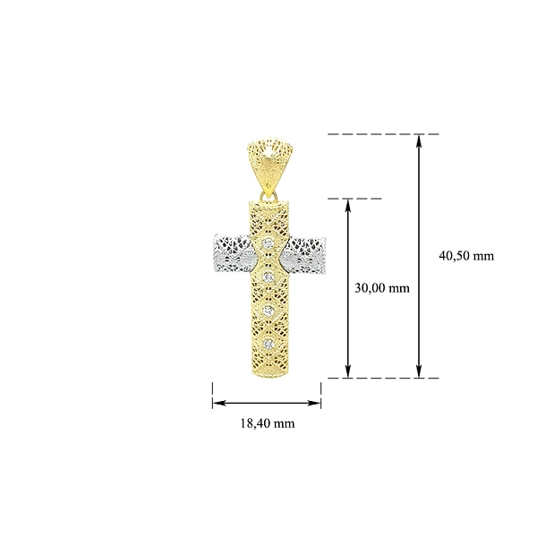 Cross made of Combination Gold with Zircones
