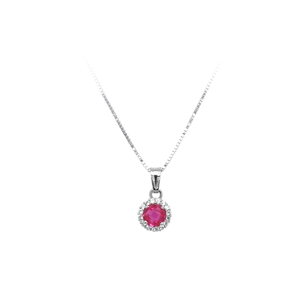 Pendant with Red Stone from White Gold