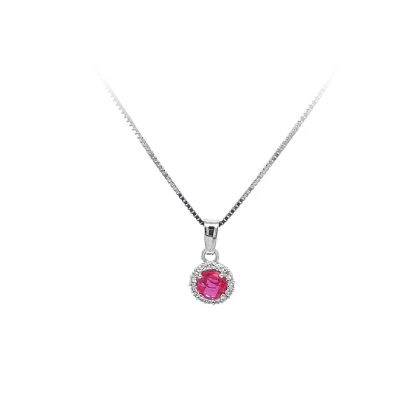 Pendant with Red Stone from White Gold