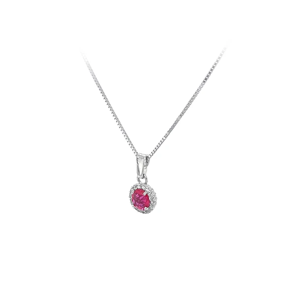 Pendant with Red Stone from White Gold