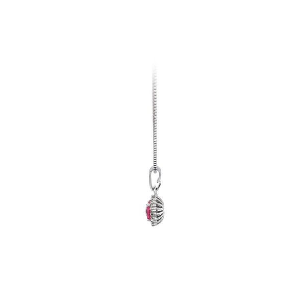 Pendant with Red Stone from White Gold