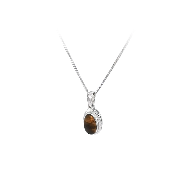 Pendant with Tiger Eye in White Gold