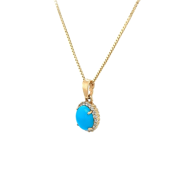 Gold Pendant with Turquoise and Zircons