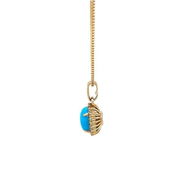 Gold Pendant with Turquoise and Zircons