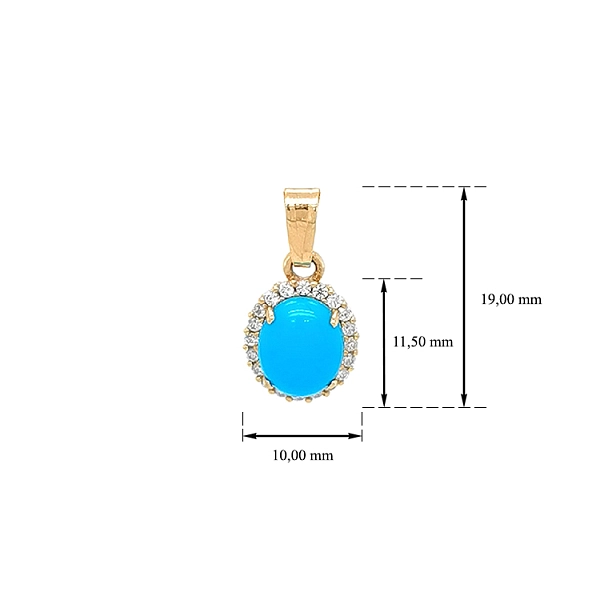 Gold Pendant with Turquoise and Zircons