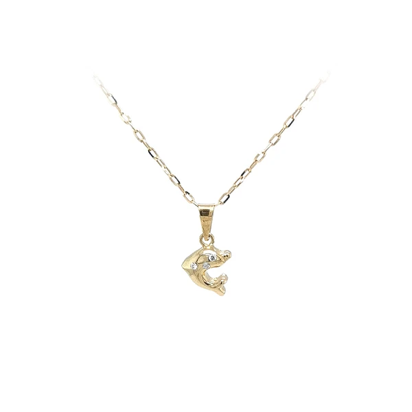 Golden Dolphin Pendant with Zircones